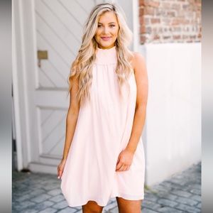 Smocked Neck Dress in Blush